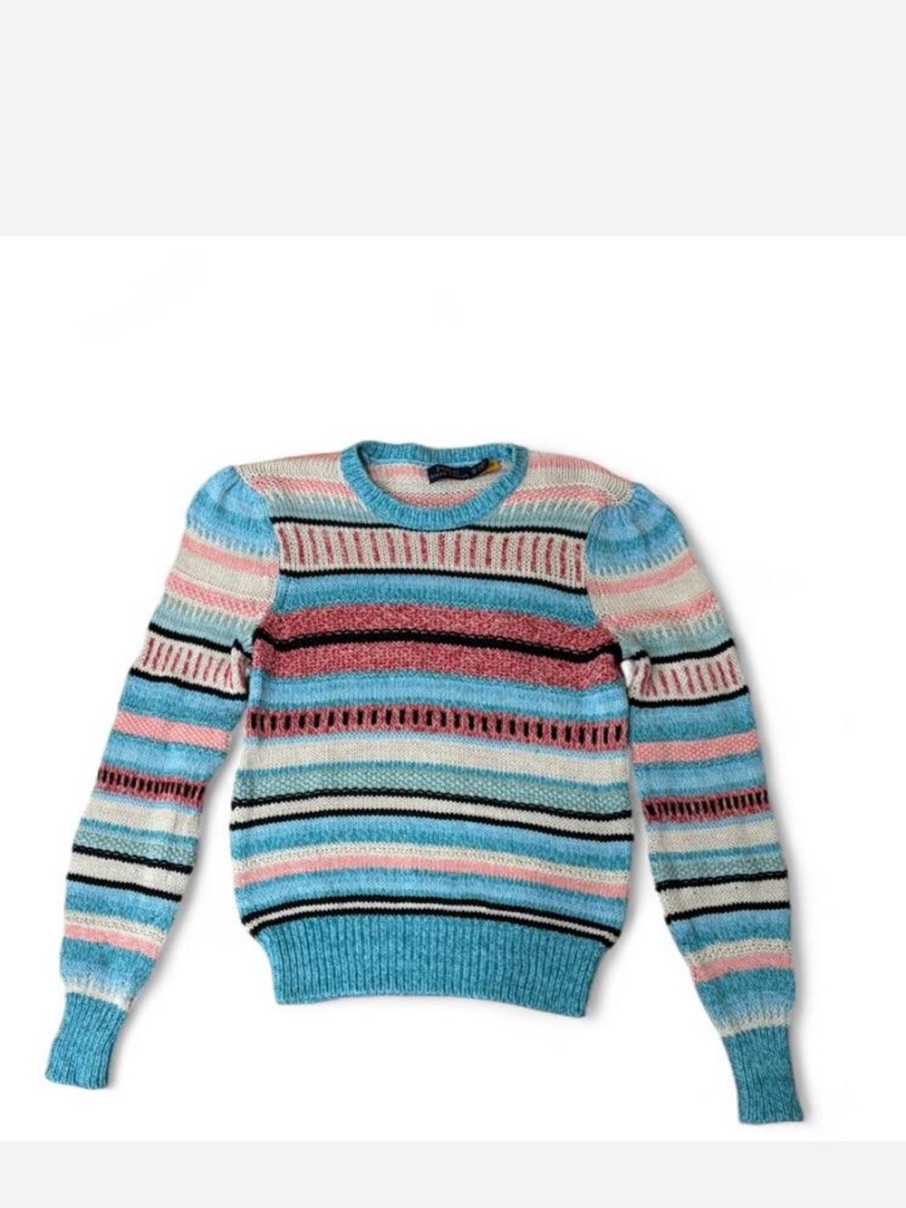 Polo by Ralph Lauren Blue & Pink Striped Crewneck Sweater